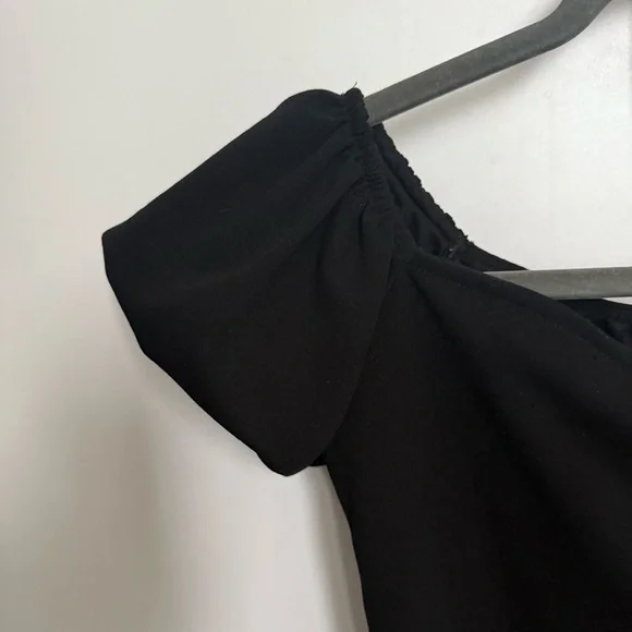 Black Bouffant Off-Shoulder Ruffle Top - Picture 3 of 4